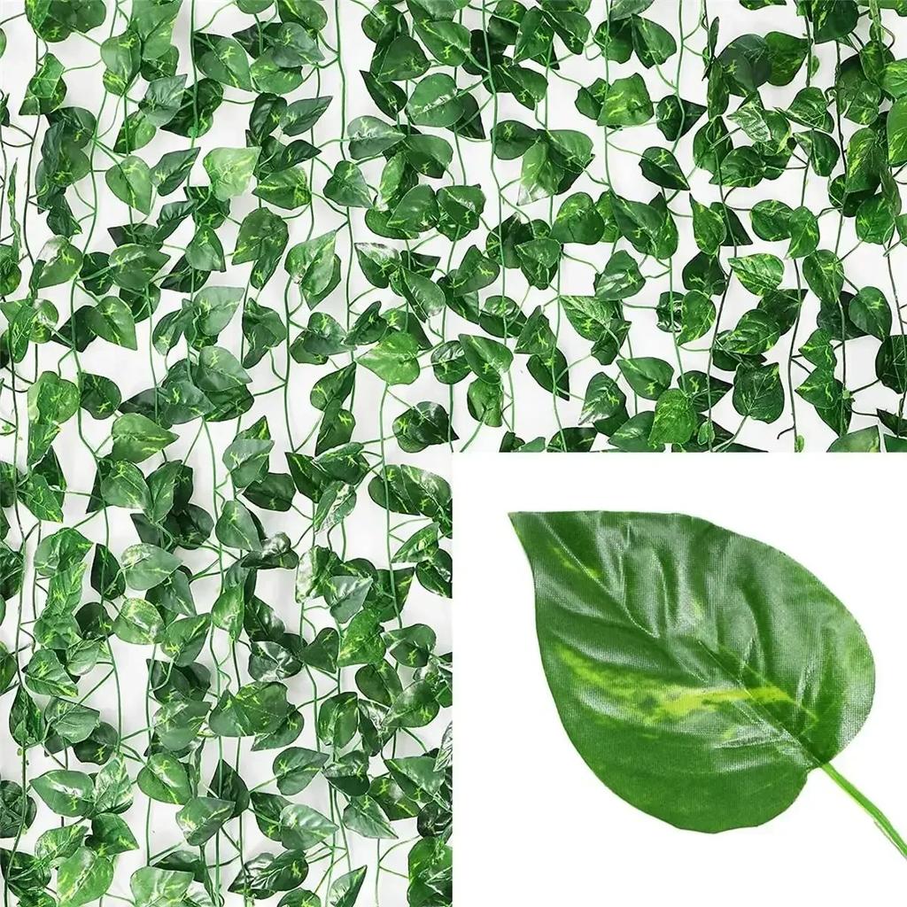 60/30/20/10/2M Artificial Plant Green Ivy Leaf Garland Fake Plant Creeper Hanging Vines Outdoor DIY Garden Wedding Party Decor