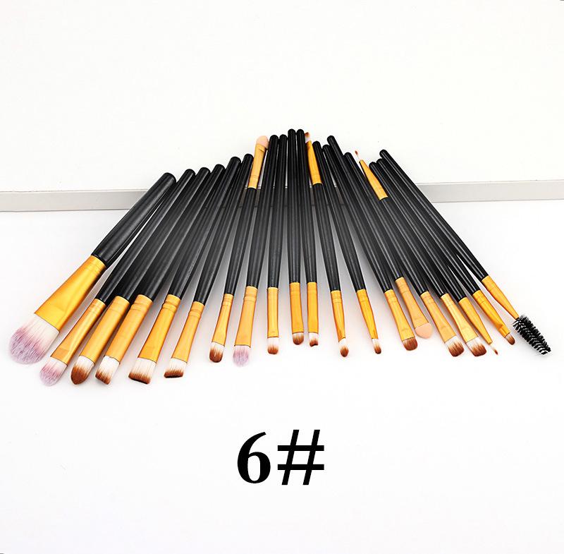 20-Piece Eye Makeup Brush Set: Includes Eyebrow, Foundation, Eyeshadow, Lip, and Contour Brushes.