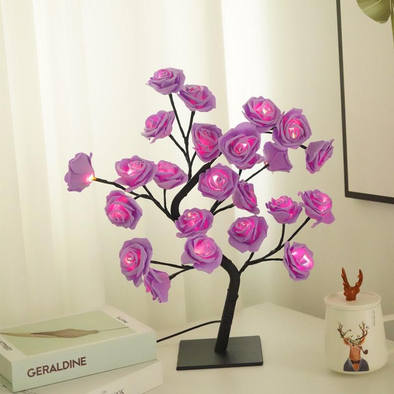 Lighting Rose Flower Table Tree Light Desk Top Bonsai Lighted Tree