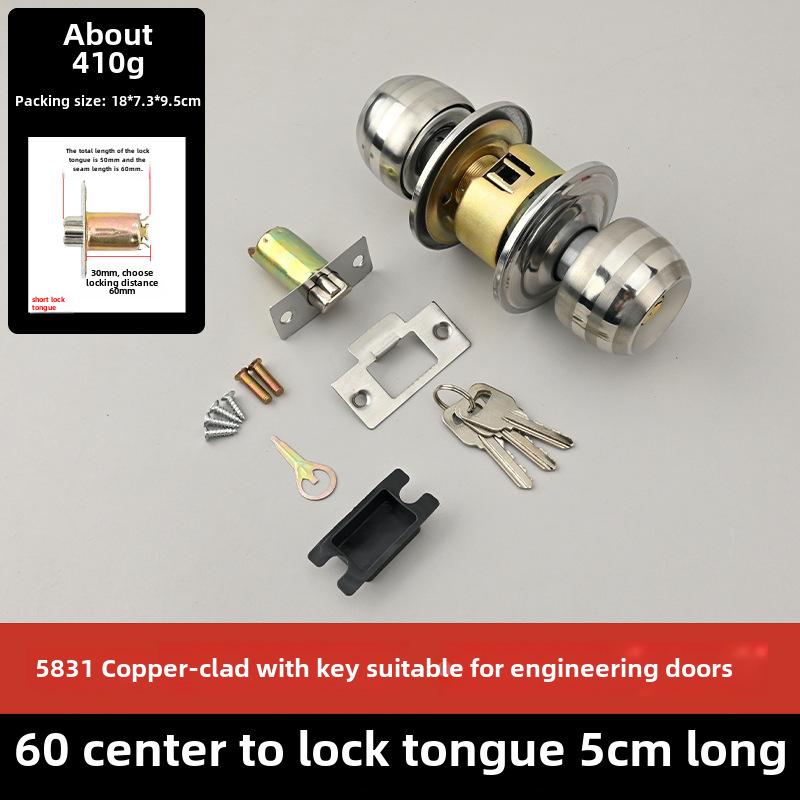 Stainless Steel and Wood Bathroom Door Knob Lock 5831