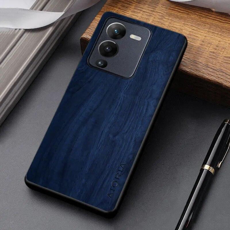 Capa para VIVO V25 S15 Pro coque design simples e exclusivo leve padrão de madeira capa de couro pu para vivo v25 pro case
