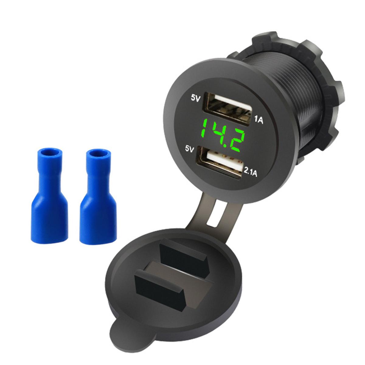 

Двойной USB 3.1A разъем для зарядки 12 В 24 В автомобильное зарядное устройство для смартфона, морское автомобильное зарядное устройство с дисплеем, светодиодным вольтметром, штепсельной вилкой зелёный