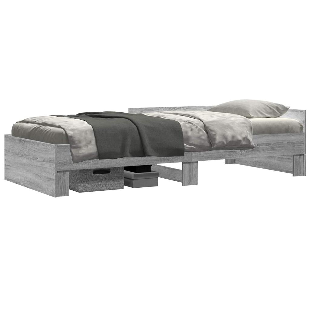 Bed Frame with Headboard Sonoma Grey 80 x 200 cm Engineered Wood