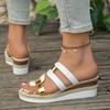 New large-size women's cool slippers summer versatile wedge heels women's platform loose shoes