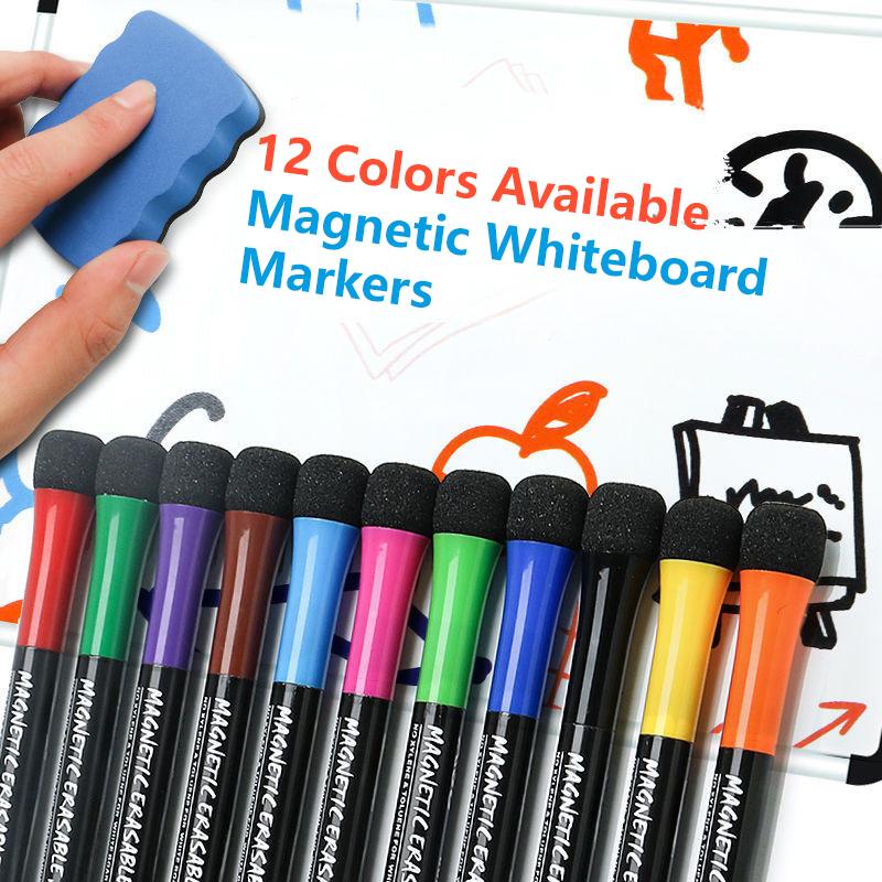 Magnetic Dry Erase Markers Fine Tip Point Whiteboard Markers Children's Erasable Water-Based Marking Pen for School Supplies