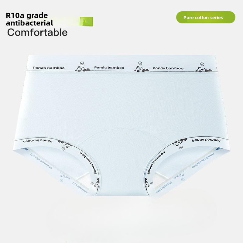 Girls Summer Thin Cute Panda Pure Cotton Breathable 10A Antibacterial Extended Crotch Triangle Briefs M синий