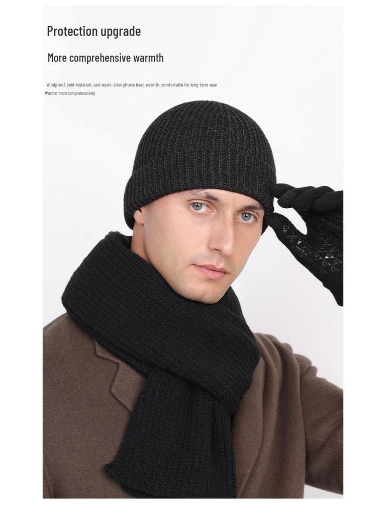Men's Woolen Beanie for Large Heads - Thick, Warm, Breathable, Sweat-Proof, Ideal for Autumn & Winter