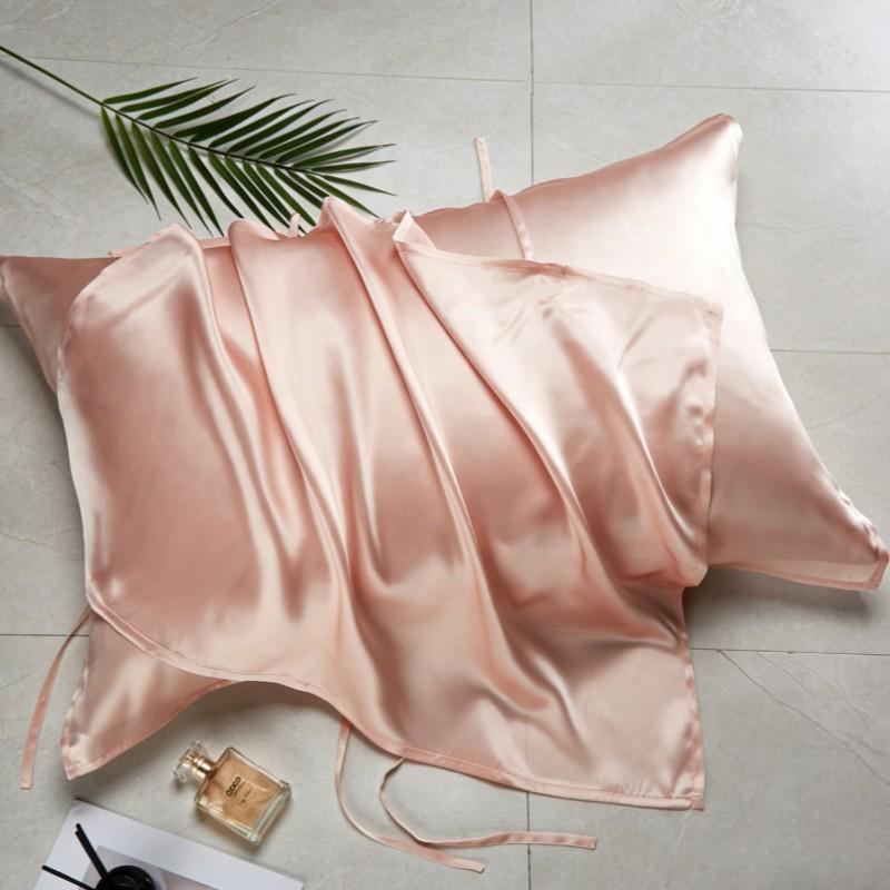 40 Momme 100% Pure Mulberry Silk Pillowcase With Adjustable Ties Solid Color Luxury Sleep Skincare Pillow Cover