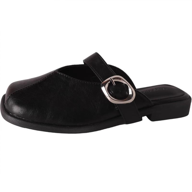 Fashion and versatile temperament flat-bottomed bag head slippers women's 2025 summer new French outer wear Mary Jane lazy half slippers