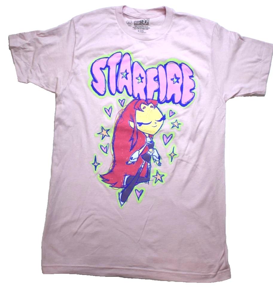 

Teen Titans Go Starfire Cartoon Graphic Pink Adult Shirt New XS-XL S