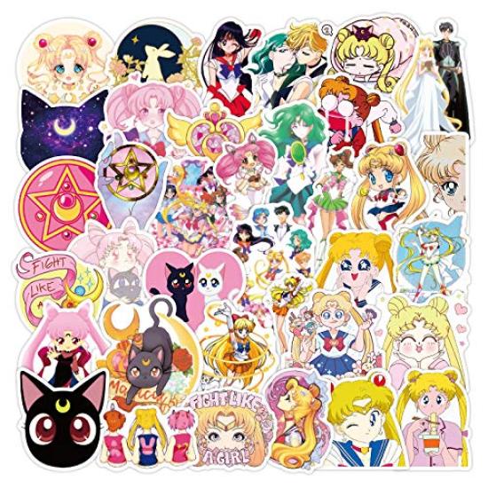 

Sailor Moon Sticker Waterproof Sailor Moon Pretty Guardian Sticker Pack for and More Set, 100-Piece Set, Decals, Suitcases, Laptops, Bikes, Helmets,