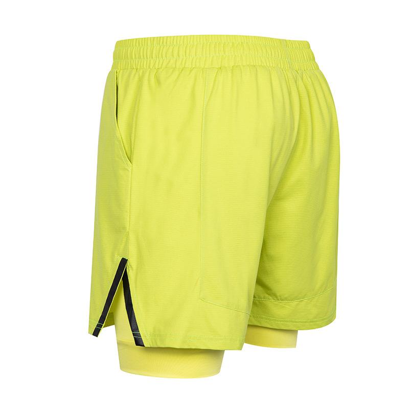 Men 2 In 1 Quick Dry Athletic Shorts Elastic Waist Drawstring With Liner