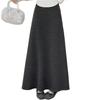 2025 Autumn/Winter Women's Elegant French A-line Black High Waist Skirt - Available in Two Lengths