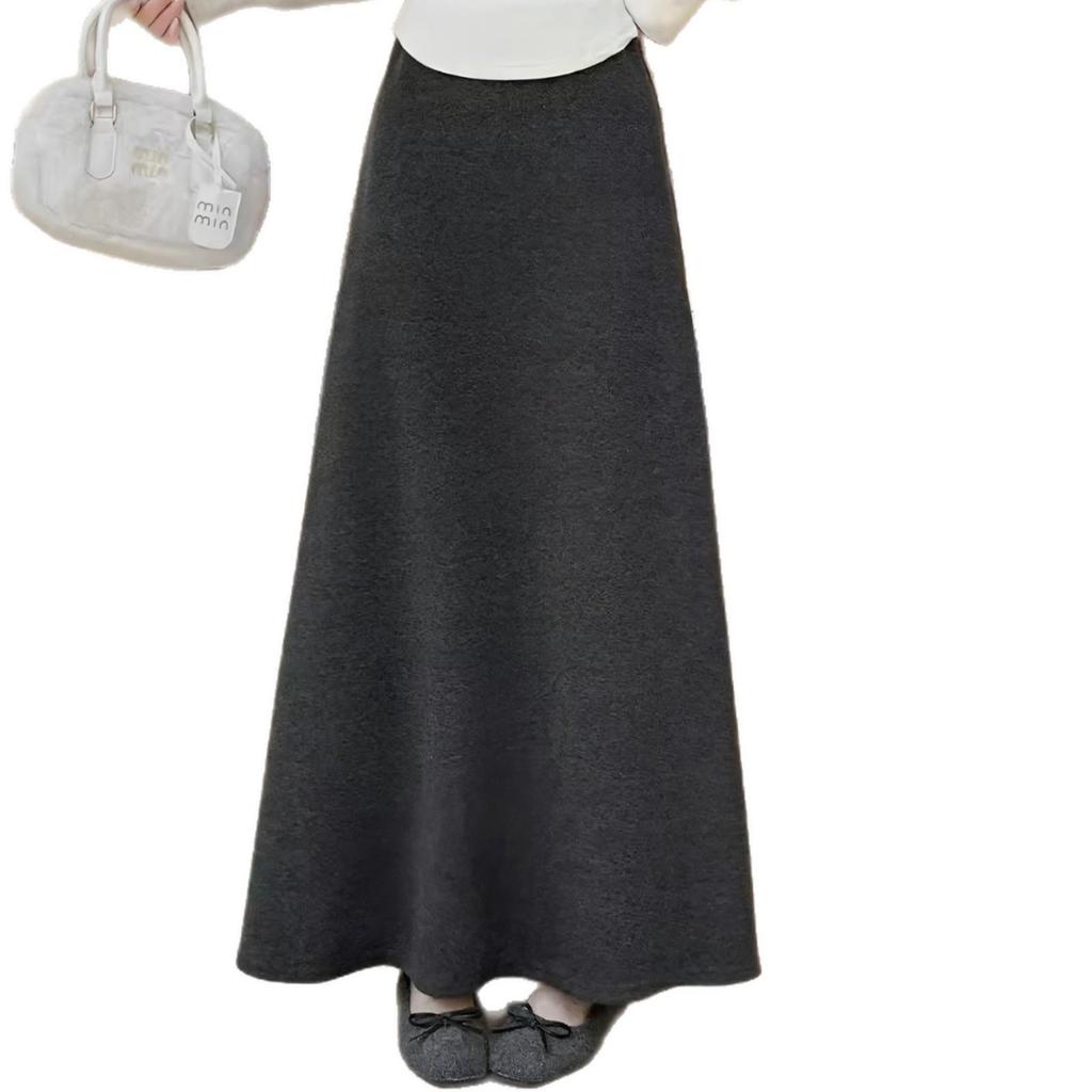 2025 Autumn/Winter Women's Elegant French A-line Black High Waist Skirt - Available in Two Lengths