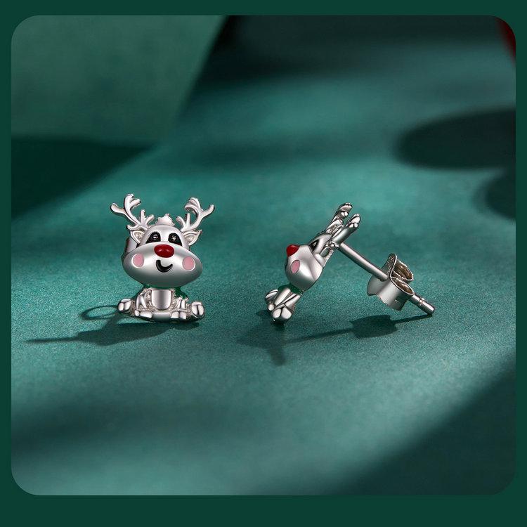 Everlove Christmas Reindeer Sterling Silver Stud Earrings for Women - BSE920