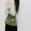 Fashion Retro Floral Print Bag Large-Capacity Corduroy Shoulder Bag Casual Small Fresh Canvas Crossbody Bag