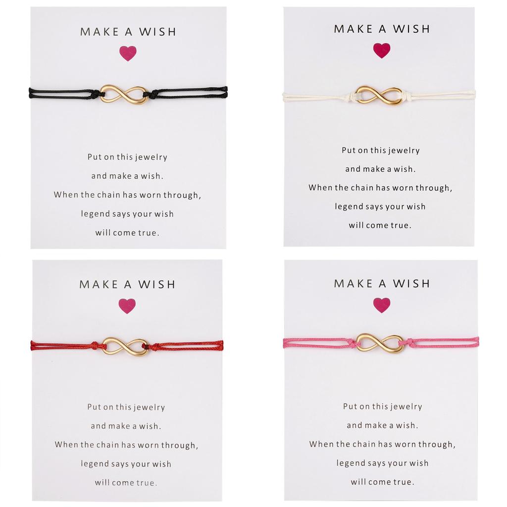 Lucky Hand String Bracelets With Heart Paper Card For Travel Gift
