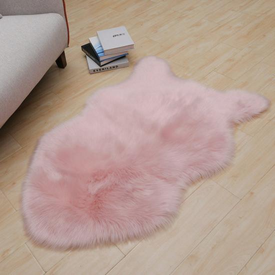 Tappeto e Cuscino in Lana Sintetica Peluche per Soggiorno