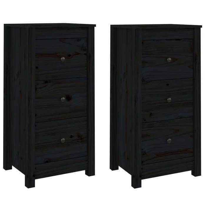 VidaXL 2x Buffets Armoires Latérales Organisateurs de Maison Meubles de Rangement Salon Intérieur Noir 40x35x80 cm Bois 813748