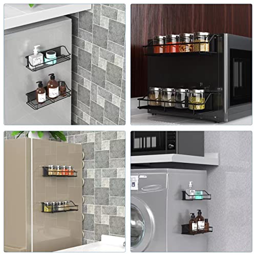 MENGMIANDAXIA Bathroom Rack, Bathroom Storage Rack, Washroom Rack, Bath Storage Rack, Condiment Rack, Kitchen Storage Rack - 2 Black Large (Magnetic)