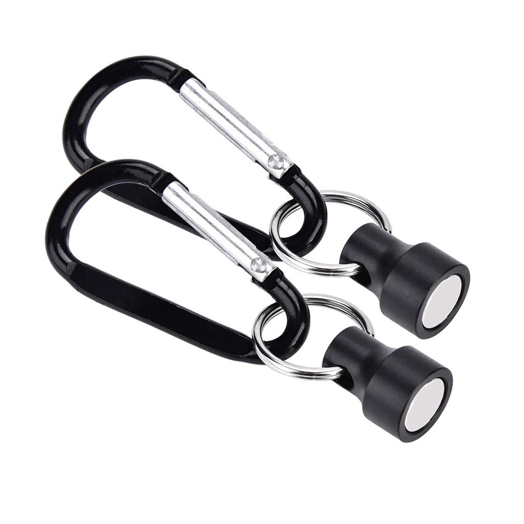 Magnet Buckle Fly Fishing Magnetic Net Release Clip Hanging Holder Lanyard Clip(Double, Black)