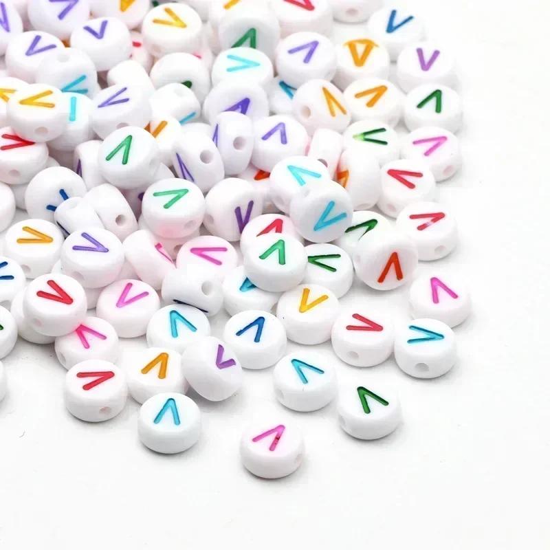 Acrylic A-Z 26 Letter Round Beads Colorful Alphabet Loose Spacer Beads For Jewelry Making Diy Bracelet Necklace Accessories