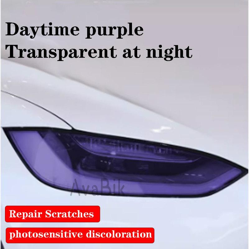 For TESLA Model 3 S Y X 2017-2024 Pre-cutting TPU PPF Protective film Car Exterior Headlight Anti-scratch turn purple turn black