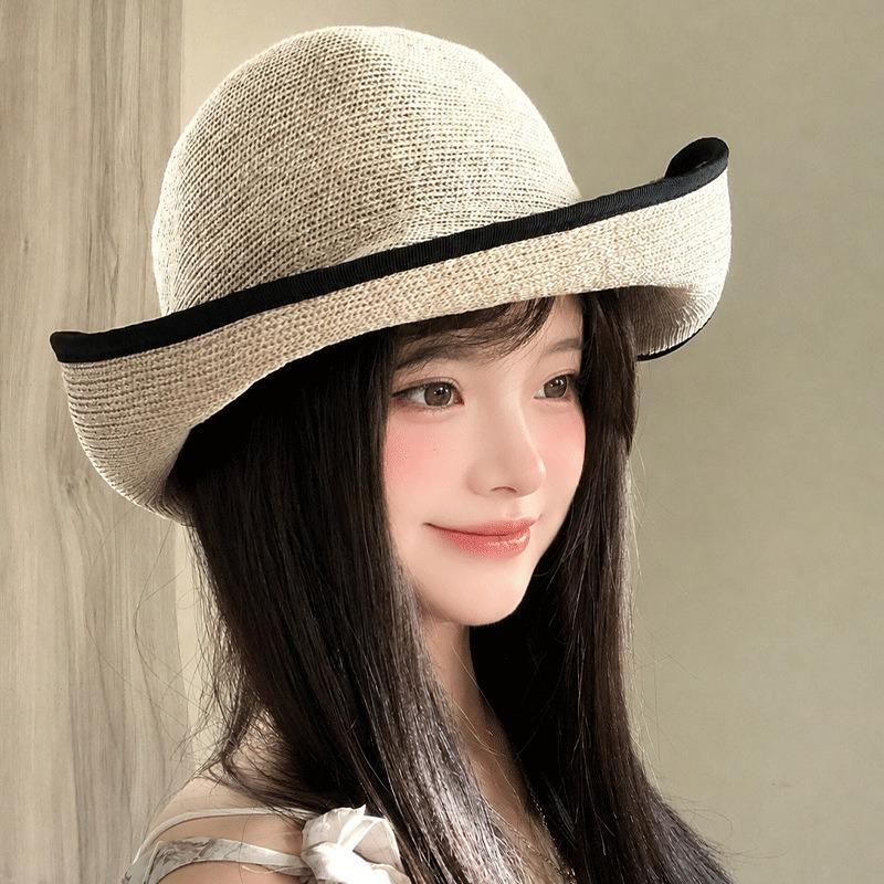 Women S Korean Style Large Brim Foldable Bucket Hat For Spring Summer Outing