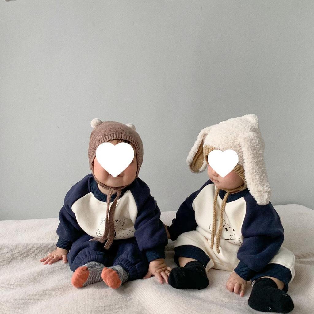 Herbst- & Winter-Cartoon-Fleece-Strampler für Babys - Gemütlicher Outdoor-Einteiler-Pullover