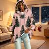 Women's Christmas Print Three-Quarter Sleeve Hooded Pullover Top
