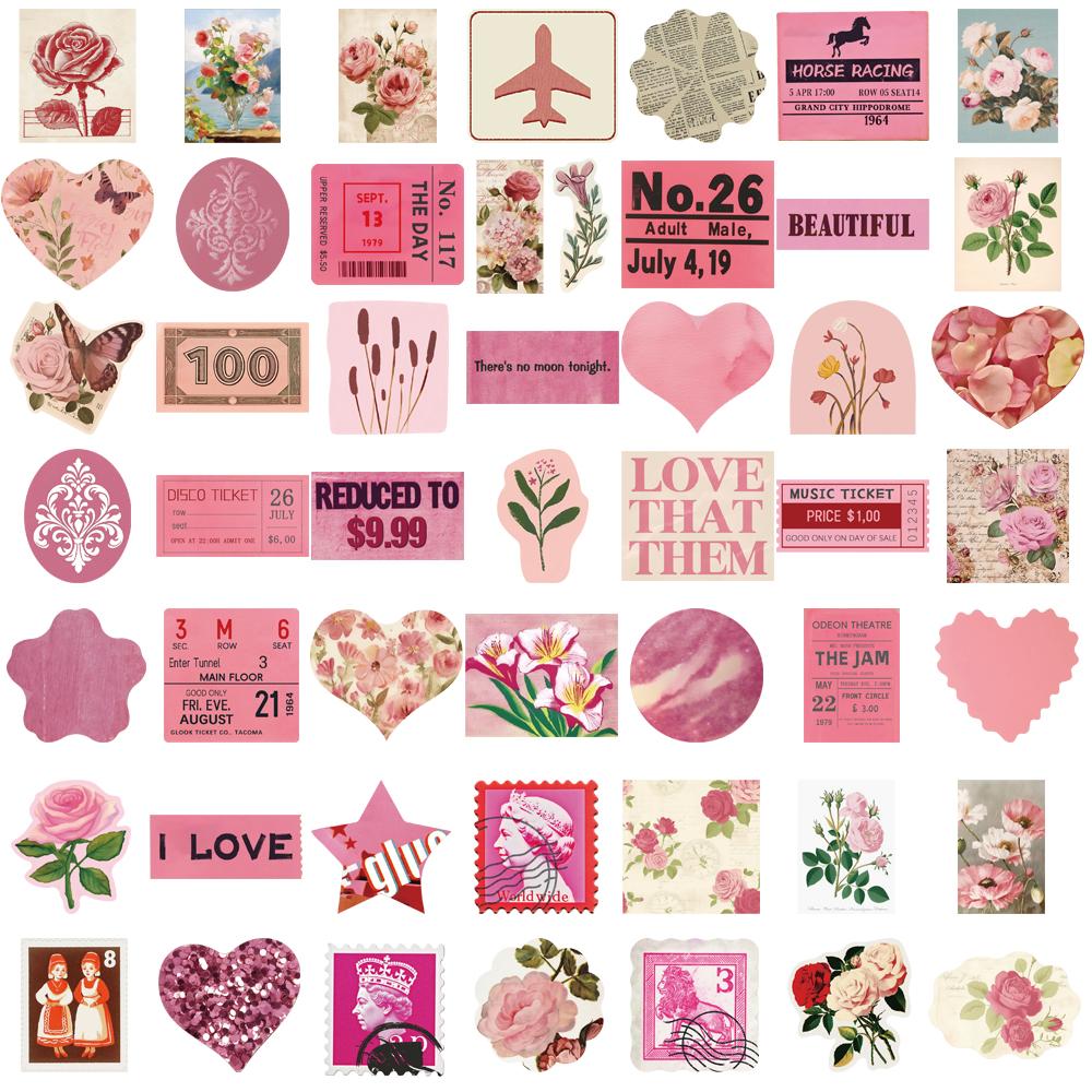 50/100PCS Pink Retro Blend Sticker Scrapbook Gifts Laptop Luggage Funny Phone Luggage Aesthetic Coffee Skateboard Car Sticker