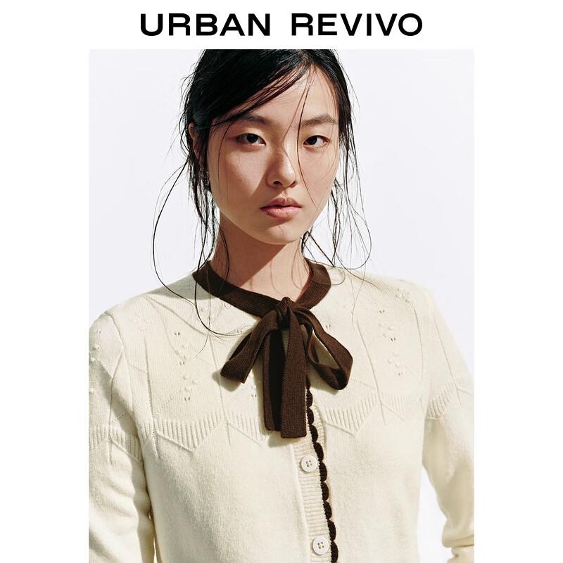 UR 2025 Autumn Chic Lace Trim Knit Cardigan