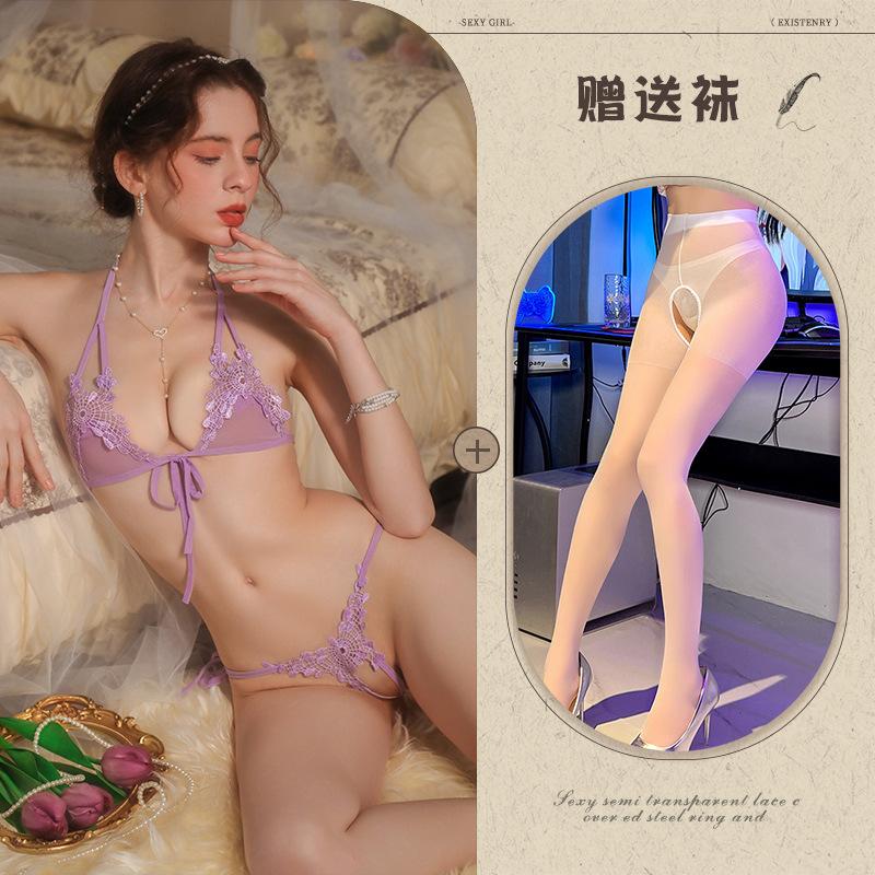 New sexy three-point erotic underwear free bikini open crotch temptation large size women's suit