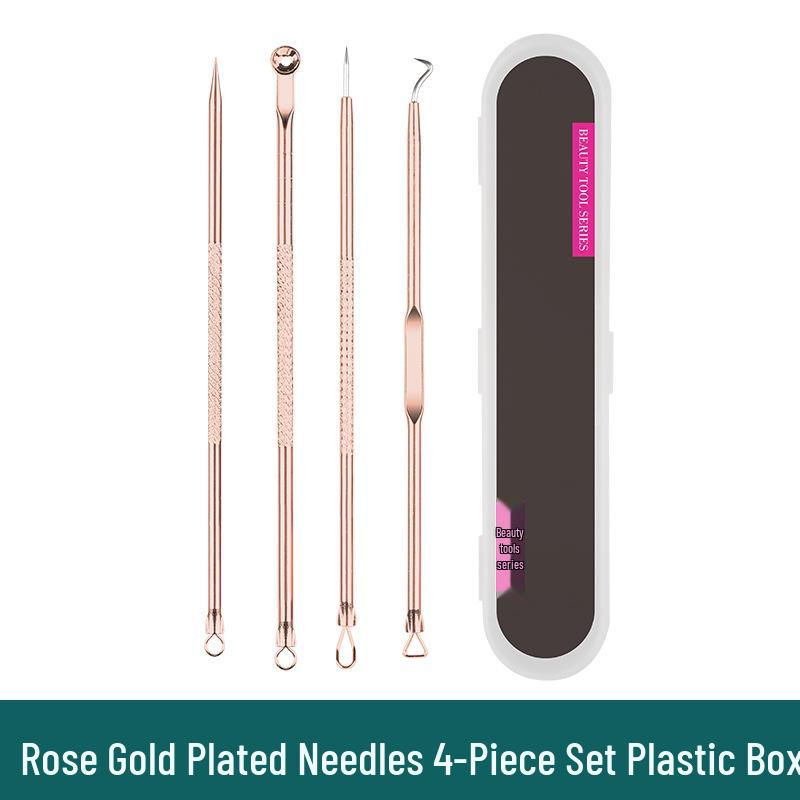 Stainless Steel Blackhead Remover and Pimple Extractor Set—4-Piece Beauty Tool for Acne and Zit Care