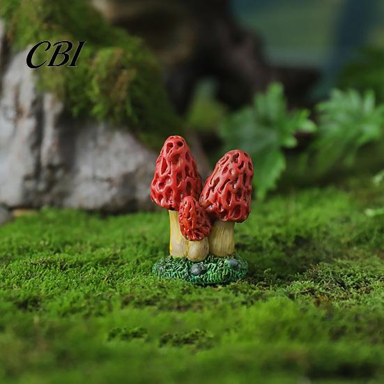 Statue Mini Resin Mushroom Figurine, Miniature Fairy Wild Garden Accessories, Little Ornament Fake for Micro Landscape Plant Pots Bonsai Decor