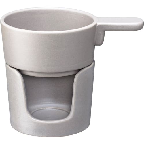 Ishigaki Fondue Pot Set, 9cm, Gray, Approx. 14.5cm W X 9.7cm D X 11cm H, Delish Life, Ceramic, Microwave Safe, Compact Storage