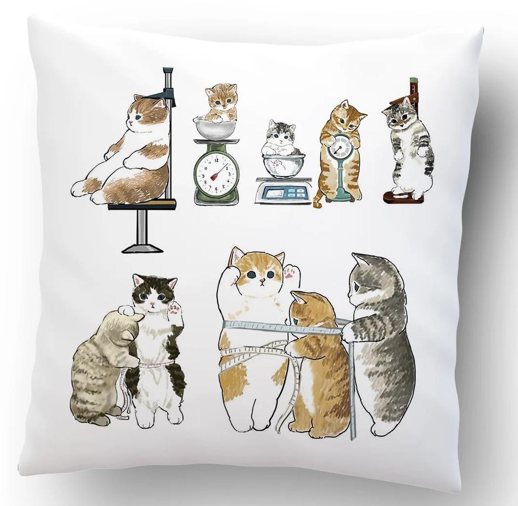 Cartoon Cat Decorative Pattern Pillowcase Office Living Room Home Pillowcase Car Ornaments