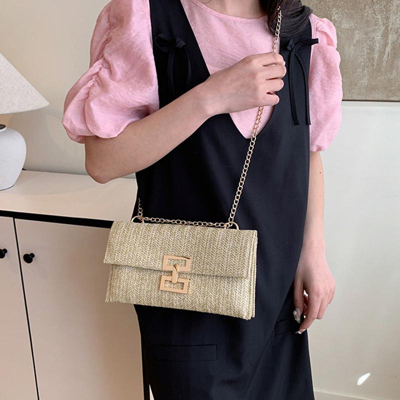 Damen Handtasche Mobile Geldbörse Sommer Strand Böhmischer Stil Handtasche Gewebte Kette Crossbody Schultertasche für Mädchen