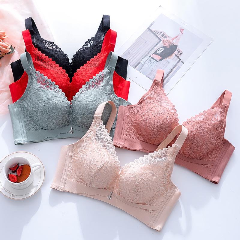 Latex Lingerie Wireless Breathable Lift Bra for Small Breasts, Adjustable Thin Large Cup