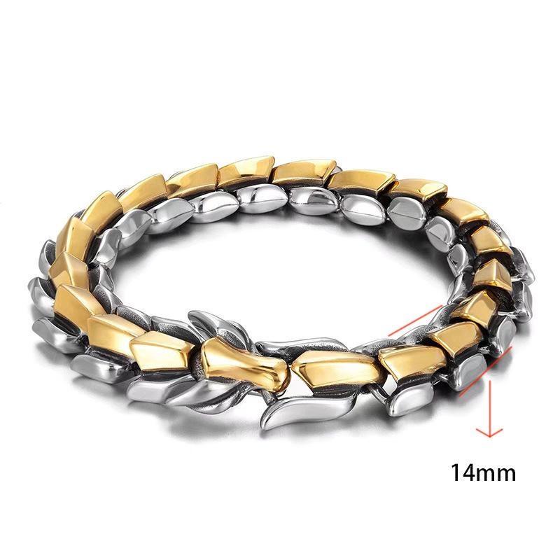 Punk Dragon Bone Chain Bracelet - Vintage Dragon Head Cuff for Men, Hip Hop Streetwear Accessory