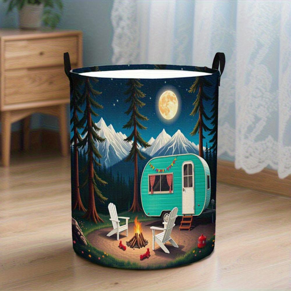 1pc Laundry Basket, Multi-Purpose Storage Basket, Designed with a Camping Theme, a Storage Basket Perfect for Room Storage And Decoration, Laundry Bas