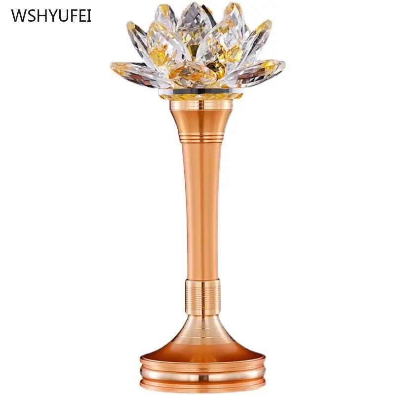 2pcs Lotus Candlestick Buddha for home decoration, tabletop decoration, crystal+metal material
