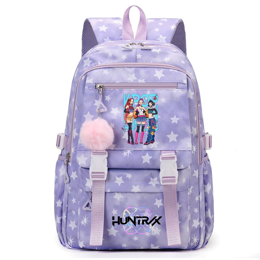 Cute Anime K-Pop Demon Hunters Printed Backpack for Teenager Student Girl Boy Bookbag Schoolbag Large Capacity Waterproof Travel Bag Gift Rucksak