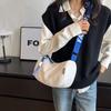 Stylish Large Capacity Canvas Shoulder Bag for Women Versatile Crossbody Pillow Bag Casual Nylon Tote with Wide Strap