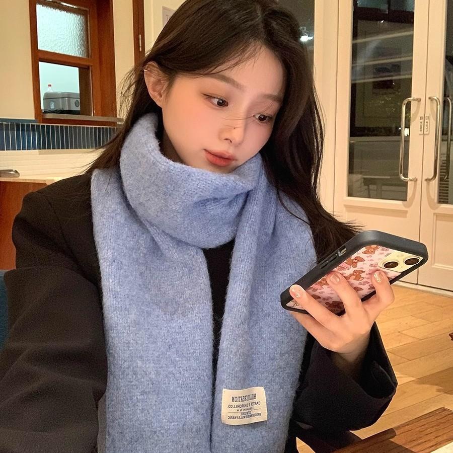 Neu Gestrickte Wolle Gestrickte Kaschmir Schal Für Frauen Paare Neue Vielseitige Feste Farbe Schal