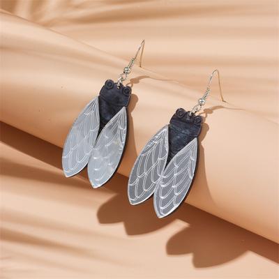 Orecchini cicala acrilici creativi in stile nuovo con intaglio a specchio, personalità esagerata, orecchini cicala
