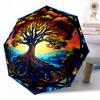 Goldener Baum des Lebens Automatischer Outdoor-Regenschirm Einziebares Design mit 8 Rippen Langlebig Leicht Perfektes Geschenk für Freunde Familie