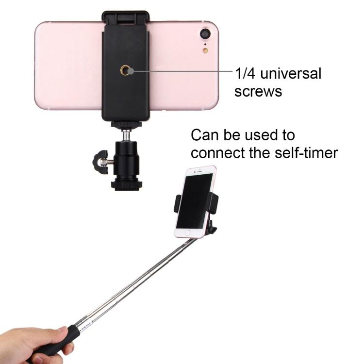 PULUZ 1/4 Inch Hot Shoe Tripod Head +  Tripod Stand Clamp for iPhone, Samsung, Huawei, HTC, 5.5cm - 8cm Width Smartphones