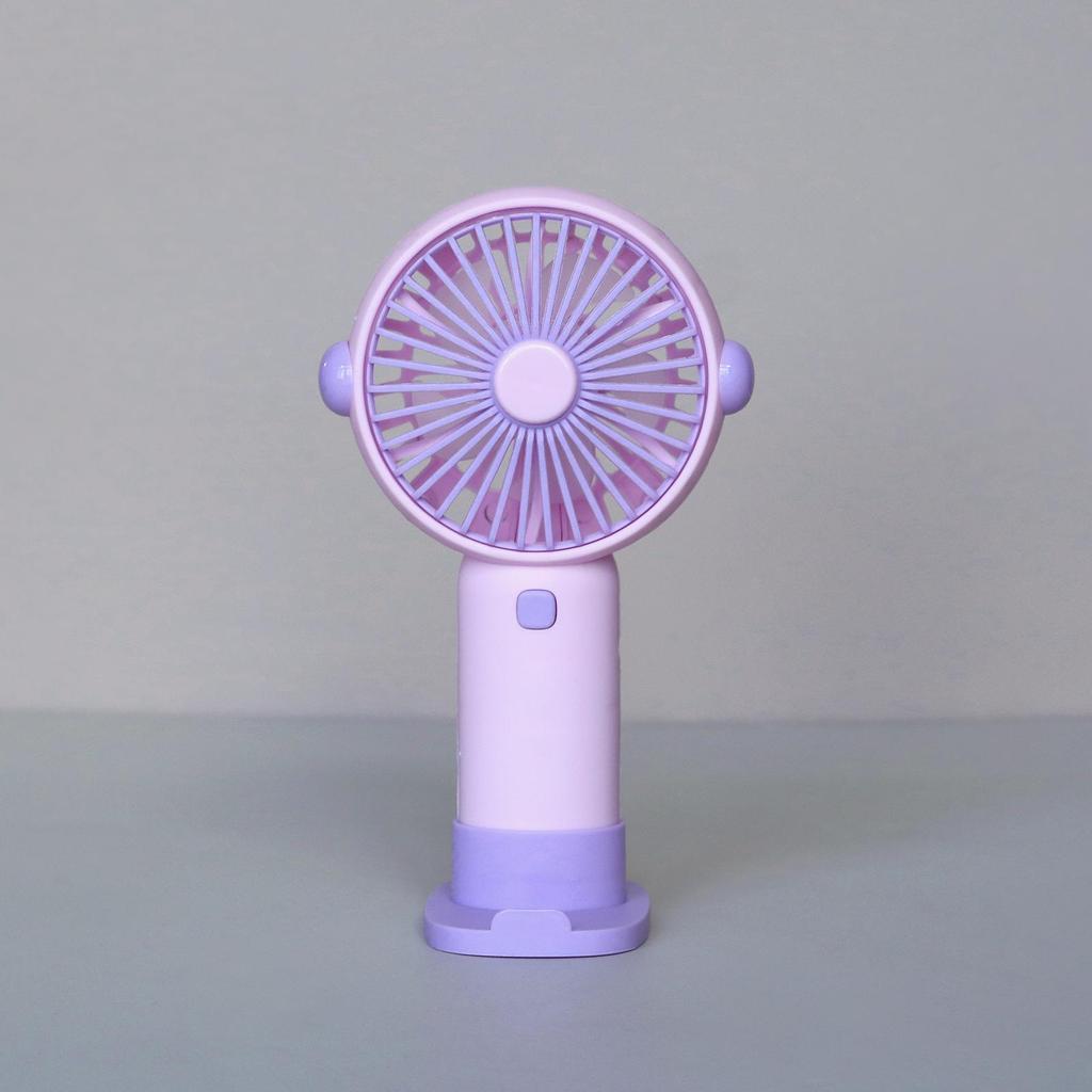 Rechargeable Handheld Cartoon Mini Fan with Base - Portable, Creative, Desktop-Friendly