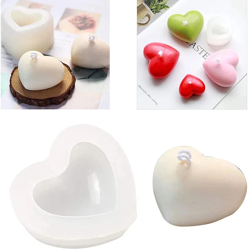 3D Heart Silicone Candle Mold Soy Wax Essential Oil Aromatherapy Candle Material Wax Diy Soap Molds Gifts